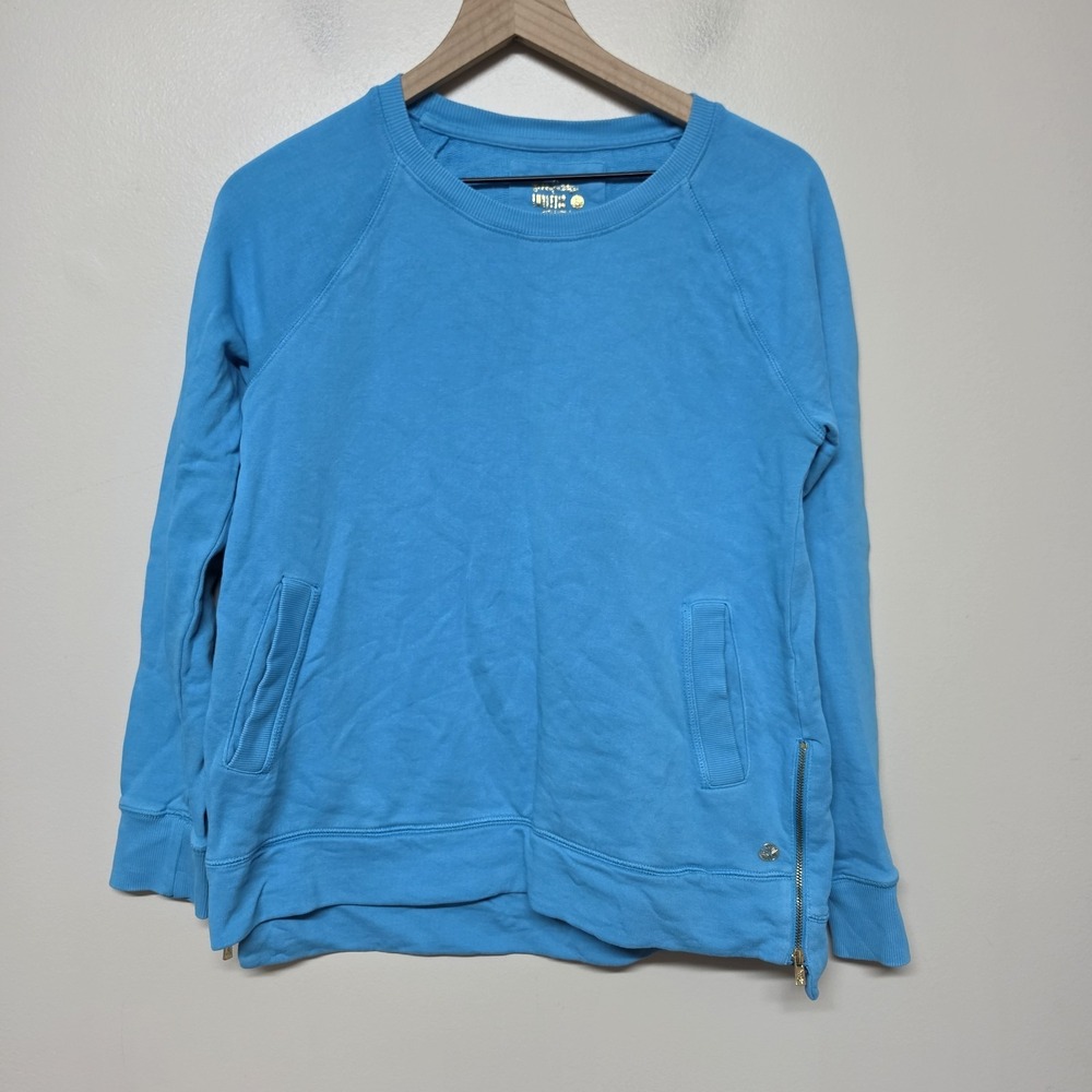 Lilly Pulitzer Luxletic TURQUOISE BEACH COMBER PULLOVER‎ Crew Neck Sweatshirt S